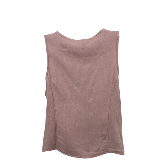 Rachel Paige V-Neck Vest WMNS XS Dusty Rose Linen Blend Button Up Front Pockets - Picture 4 of 6